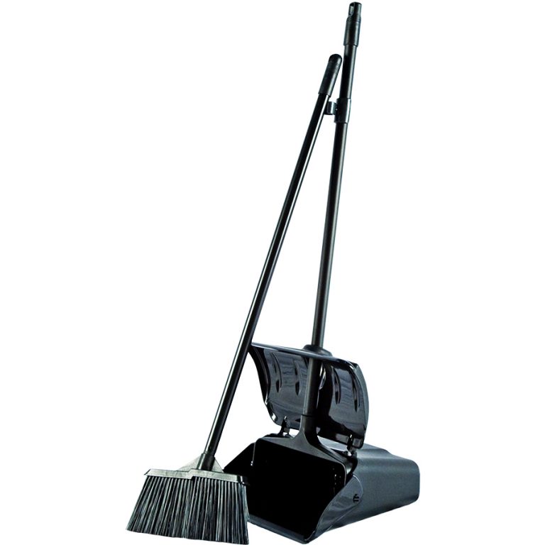 Dustpan and Broom Set Black Floor Tools Cleaning Supplies